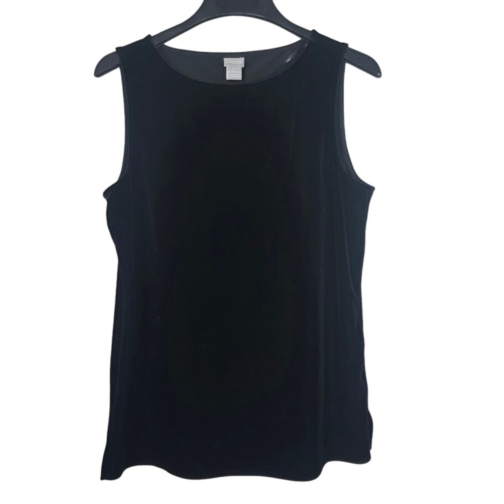 Chicos‎ Travelers Black Velvet Sleeveless Tank Womans M Top